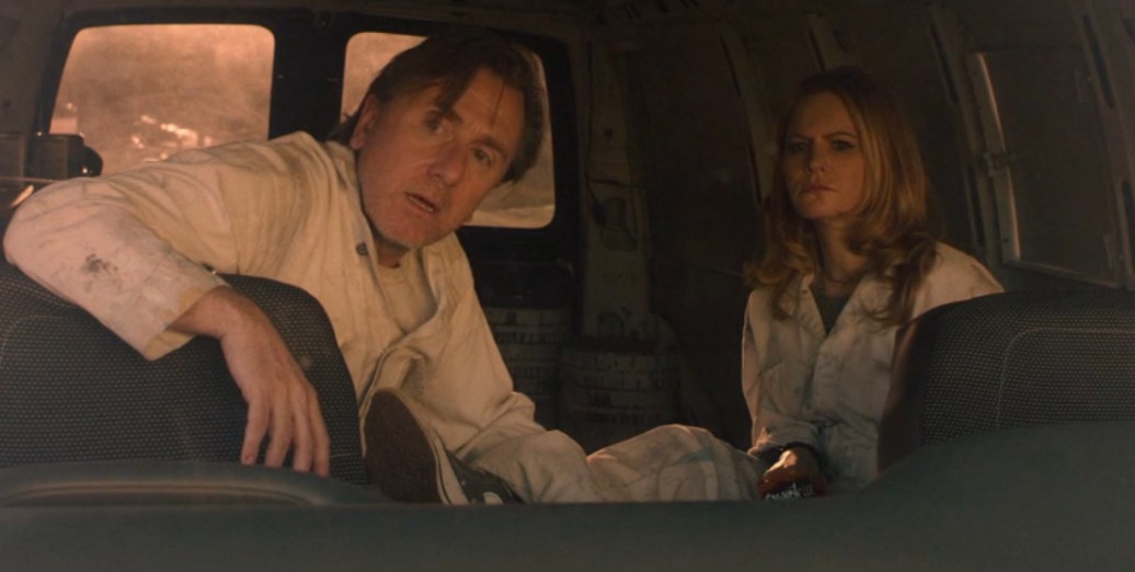 Chantal Hutchens and Hutch in the van