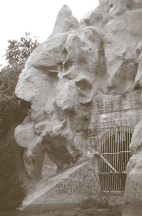 The Devil's Gate rock face and gated tunnel, Arroyo Seco, Pasadena