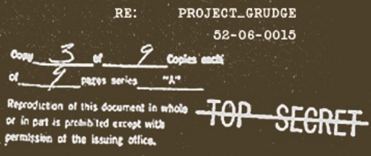 Project Grudge document header 52-06-0015 TOP SECRET struck through