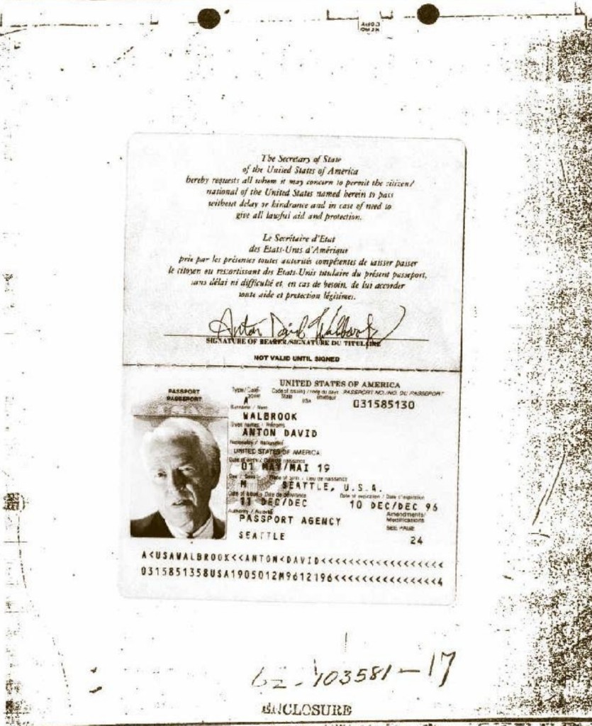 U.S. Passport for Anton David Walbrook — Andrew Packard’s alias after Black Lake