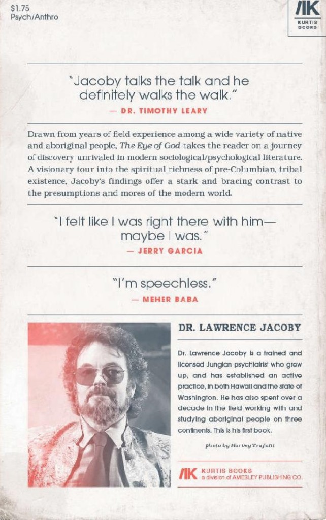 Back cover of The Eye of God with author photo and blurbs