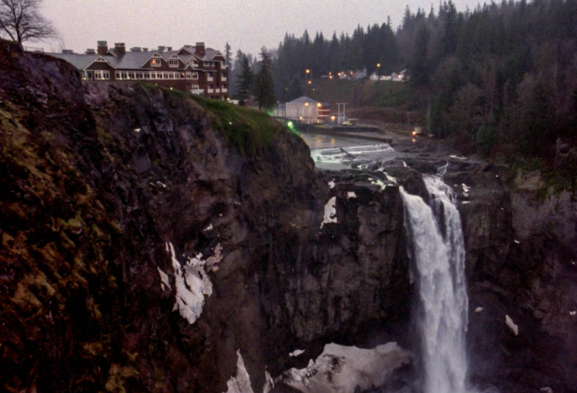 Great Northern Hotel on the bluff above White Tail Falls