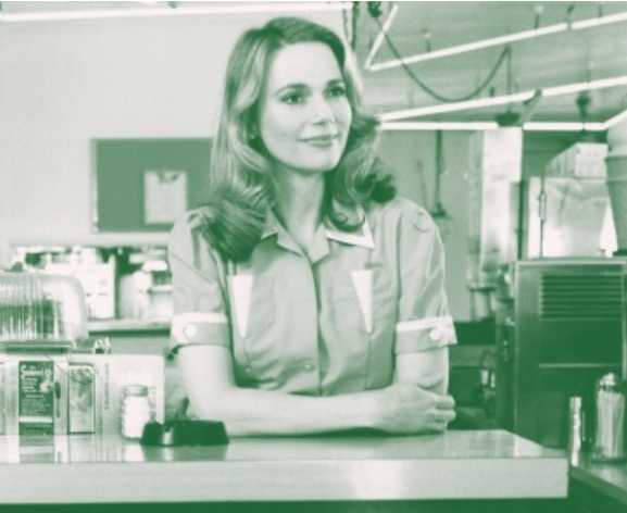 Norma Jennings at the Double R Diner counter