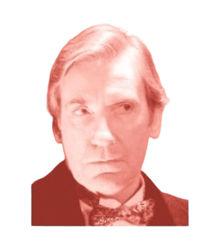 Red-toned archival portrait of Thomas Eckhardt in suit and bow tie