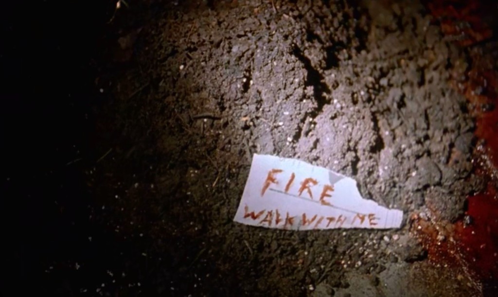 FIRE WALK WITH ME written in blood on paper at the train-car scene