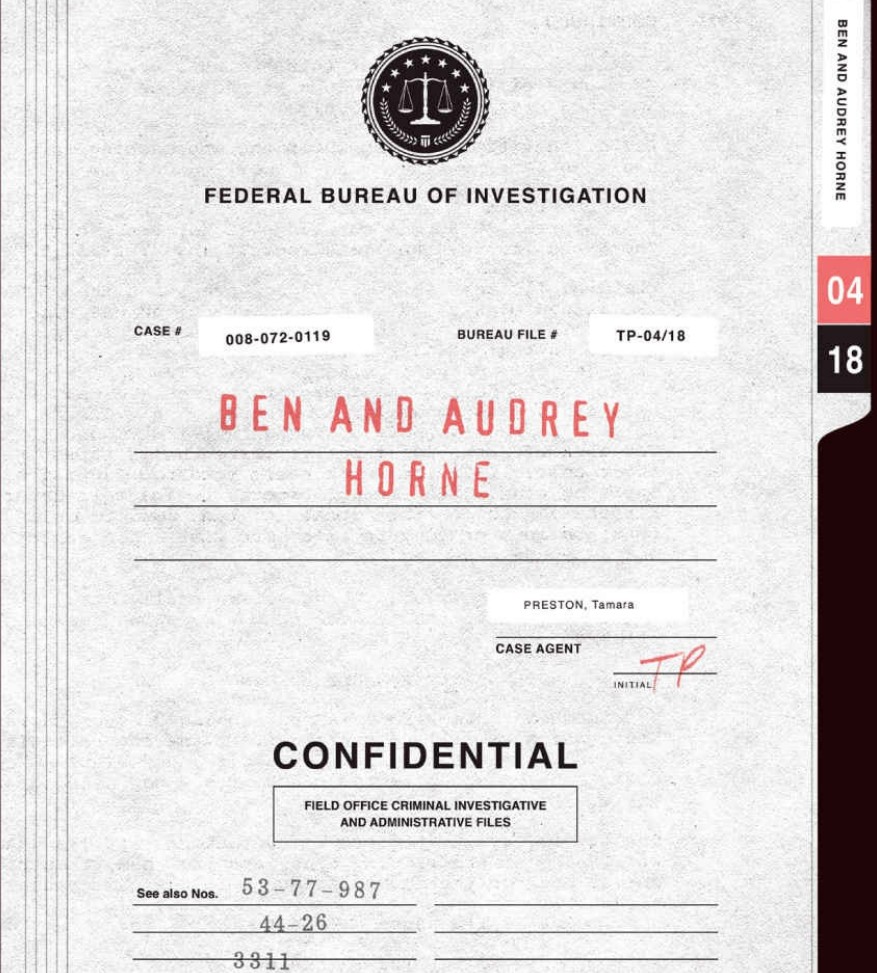 Final Dossier — Ben and Audrey Horne FBI file cover, Case Agent Preston