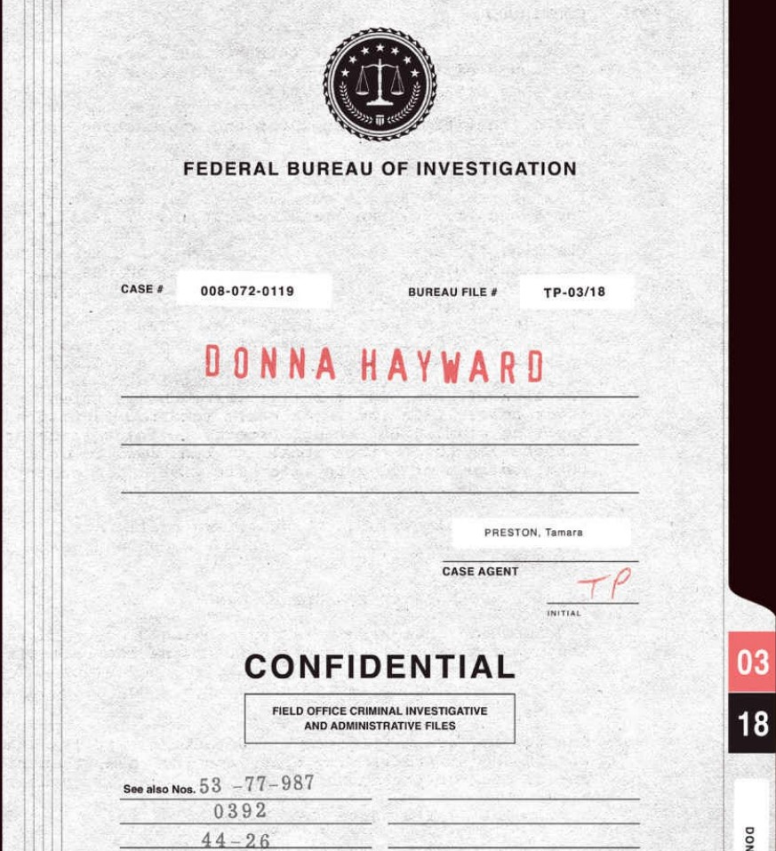 Final Dossier — Donna Hayward FBI file cover, Case Agent Preston