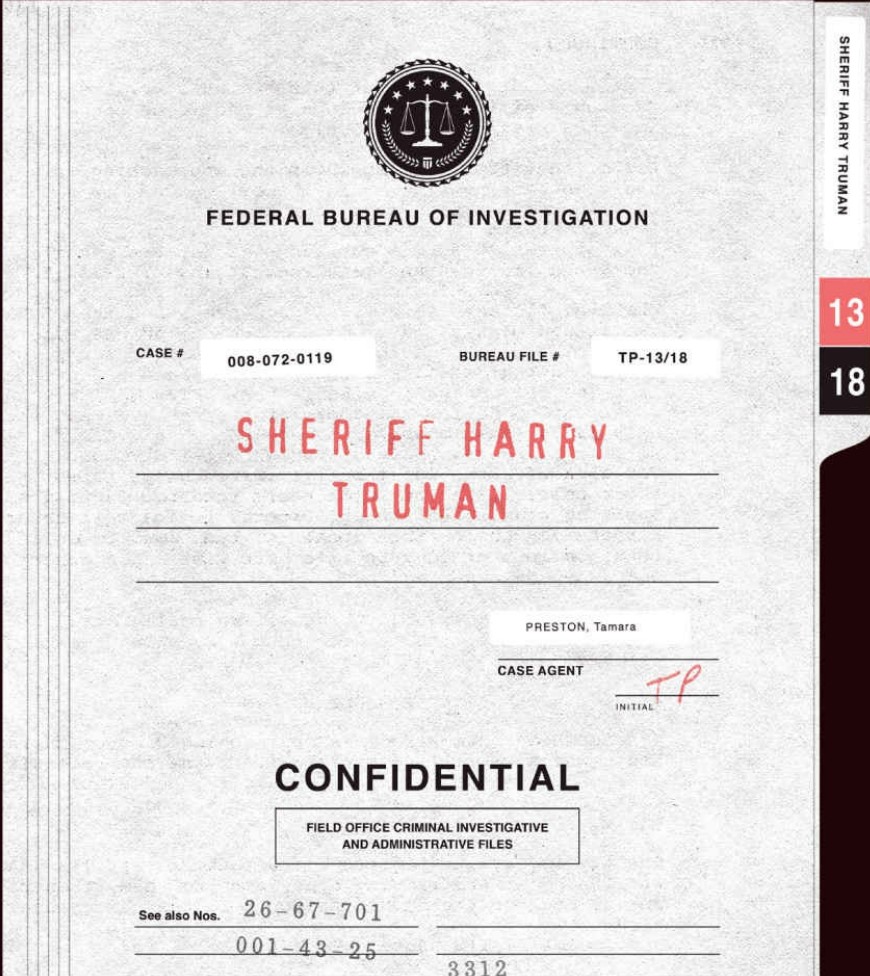 Final Dossier — Sheriff Harry Truman FBI file cover, Case Agent Preston