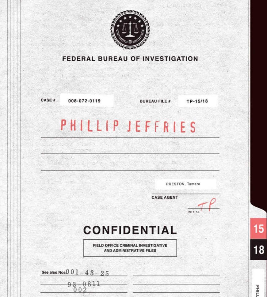 Final Dossier — Phillip Jeffries FBI file cover, Case Agent Preston