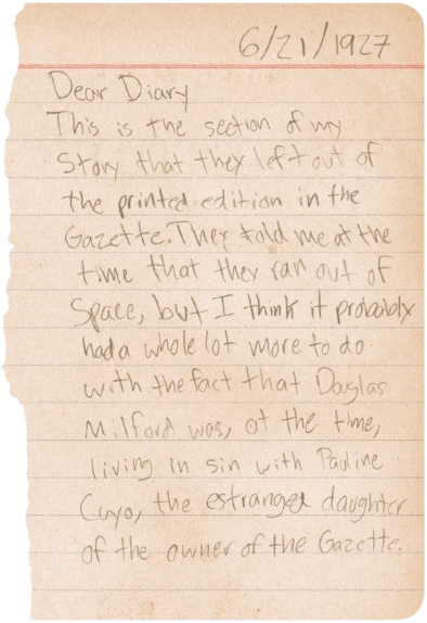 Andrew Packard diary entry, 21 June 1927 — the section left out of the Gazette