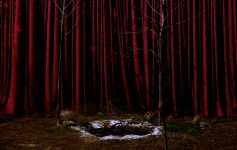 Red Room / Black Lodge chevron floor and curtains