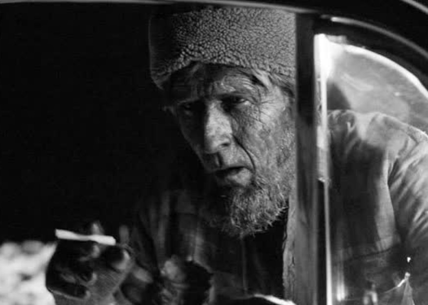 Woodsman at a car window — Gotta light?